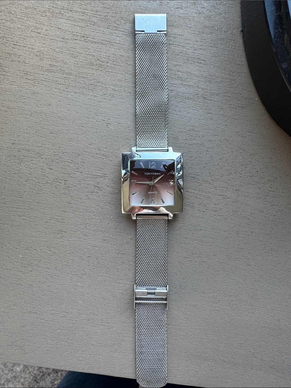 TOKYObay Silver Mesh Strap Square Dial Watch